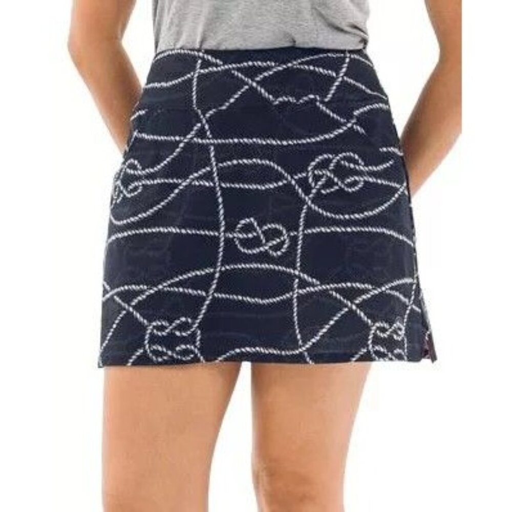 NWT Foray 17.5" Golf Skort Sz S Blue Rope Print Mid Rise Performance Outdoor